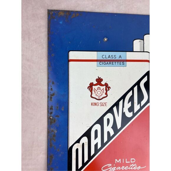 Vintage Tobacco Advertising 1950s Marvel Cigarette Advertisement Sign Man Cave - Picture 6 of 8
